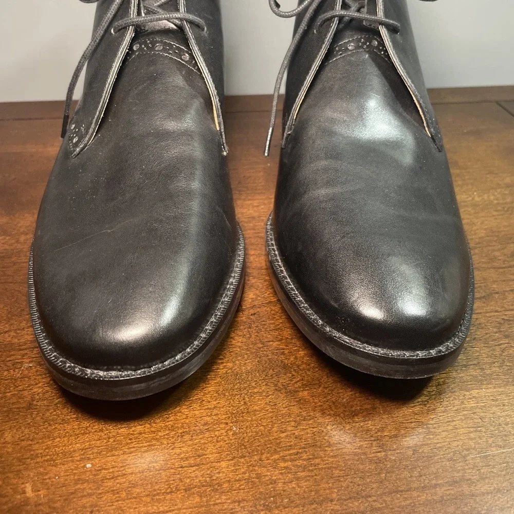 Cole Haan Graydon Chukka Boots Men 7.5  M Black Leather Lace Up 9.5 women NWOB